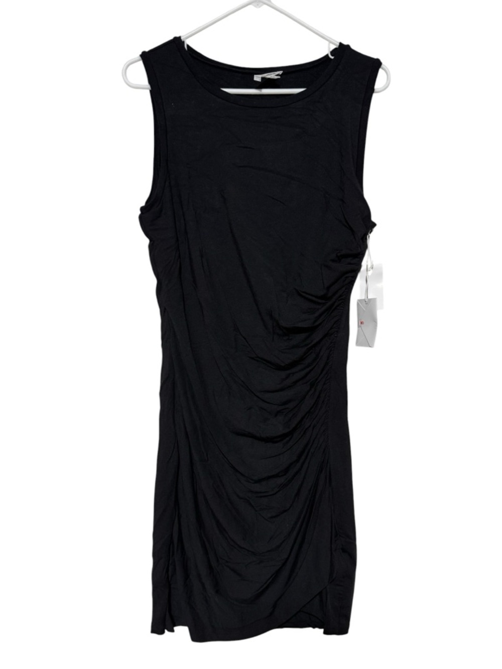 Good American NWT Knit Cross Dress Size 4 Black Ruched Sleeveless Stretch Comfy